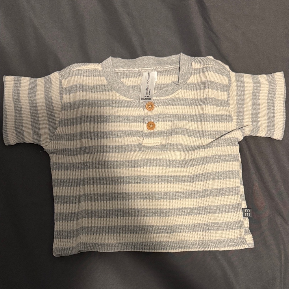 Cozy Gray Striped Button Down Kids Shirt